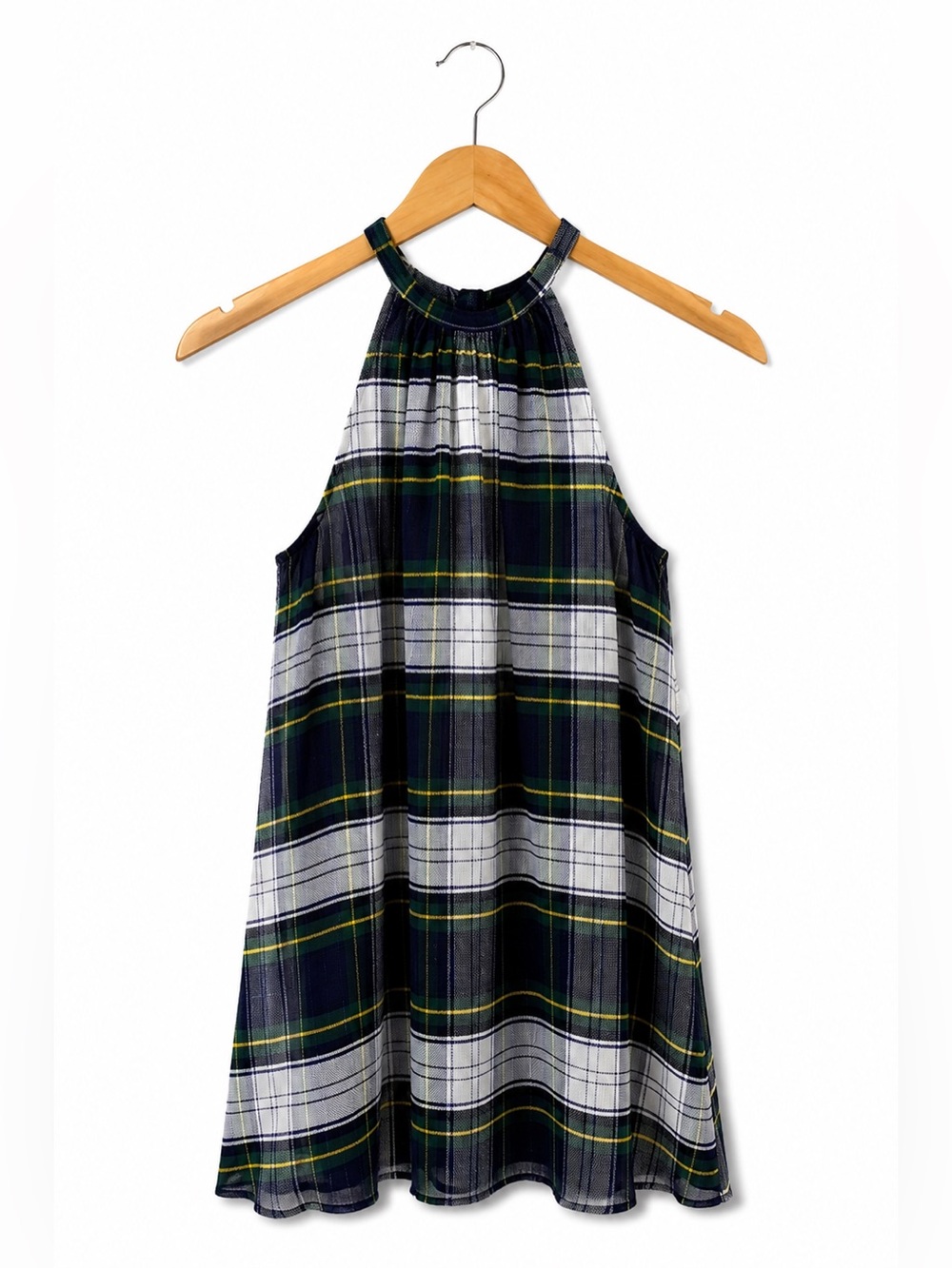 J.Crew Plaid Halter Top Women’s Size 4 Tall Navy Blue Sleeveless Halter Preppy